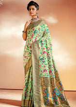 Load image into Gallery viewer, Mint Green Woven Banarasi Paithani Silk Saree