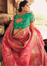 Cargar imagen en el visor de la galería, Hot Pink Woven Banarasi Silk Saree with Embroidered Blouse