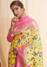 Carica l&#39;immagine nel visualizzatore Galleria,Corn Yellow Woven Paithani Silk Saree