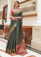 Load image into Gallery viewer, Opal Green Handloom Patola Weave Silk Saree