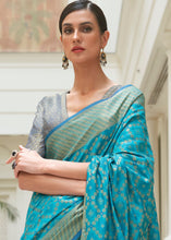 Load image into Gallery viewer, Cerulean Blue Handloom Patola Weave Silk Saree