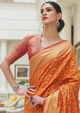 Load image into Gallery viewer, Peel Orange Handloom Patola Weave Silk Saree