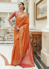 Load image into Gallery viewer, Peel Orange Handloom Patola Weave Silk Saree