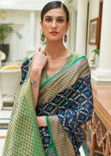 Load image into Gallery viewer, Navy Blue Handloom Patola Weave Silk Saree