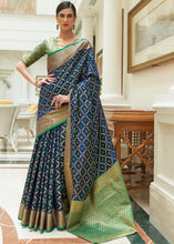 Load image into Gallery viewer, Navy Blue Handloom Patola Weave Silk Saree