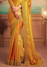 Load image into Gallery viewer, Shades Of Yellow Designer Embroidered Satin Silk Saree with Sequence work