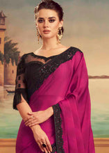 Load image into Gallery viewer, Hot Pink Designer Embroidered Satin Silk Saree with Sequence work