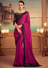 Load image into Gallery viewer, Hot Pink Designer Embroidered Satin Silk Saree with Sequence work