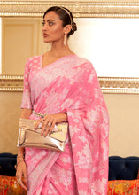 Load image into Gallery viewer, Flamingo Pink Chikankari Weaving Banarasi Cotton Silk Saree