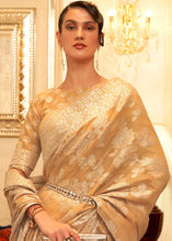 Load image into Gallery viewer, Sand Brown Chikankari Weaving Banarasi Cotton Silk Saree