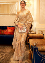 Load image into Gallery viewer, Sand Brown Chikankari Weaving Banarasi Cotton Silk Saree