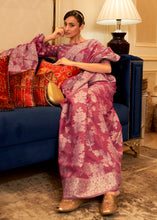 Load image into Gallery viewer, Azalea Pink Chikankari Weaving Banarasi Cotton Silk Saree