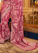 Load image into Gallery viewer, Azalea Pink Chikankari Weaving Banarasi Cotton Silk Saree