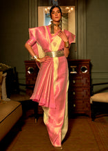 Load image into Gallery viewer, Light Lime Green Copper Zari Woven Linen Silk Saree