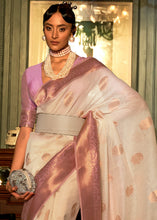Load image into Gallery viewer, Beige Brown Copper Zari Woven Linen Silk Saree