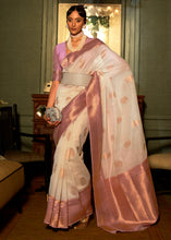 Load image into Gallery viewer, Beige Brown Copper Zari Woven Linen Silk Saree