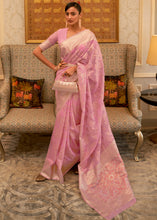 Load image into Gallery viewer, Vivid Pink Handloom Woven Silk Saree with Sequins work