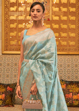 Load image into Gallery viewer, Arctic Blue Handloom Woven Silk Saree with Sequins work