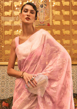 Load image into Gallery viewer, Flamingo Pink Handloom Woven Silk Saree with Sequins work