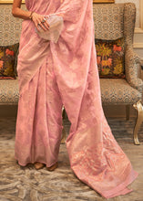 Load image into Gallery viewer, Flamingo Pink Handloom Woven Silk Saree with Sequins work