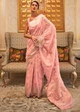 Load image into Gallery viewer, Flamingo Pink Handloom Woven Silk Saree with Sequins work