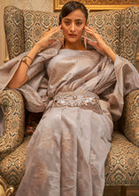 Load image into Gallery viewer, Rhinoceros Grey Handloom Woven Silk Saree with Sequins work