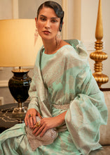 Load image into Gallery viewer, Mint Green Handloom Woven Silk Saree with Sequins work