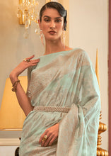 Load image into Gallery viewer, Mint Green Handloom Woven Silk Saree with Sequins work