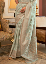 Load image into Gallery viewer, Mint Green Handloom Woven Silk Saree with Sequins work