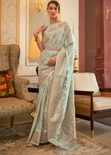 Load image into Gallery viewer, Mint Green Handloom Woven Silk Saree with Sequins work
