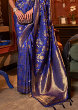 Load image into Gallery viewer, Admiral Blue Woven Banarasi Silk Saree with Tassels on Pallu