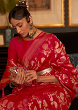 Load image into Gallery viewer, Bridal Red Woven Banarasi Silk Saree with Tassels on Pallu