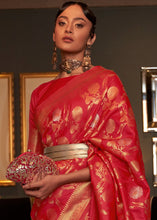Load image into Gallery viewer, Bridal Red Woven Banarasi Silk Saree with Tassels on Pallu