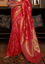Load image into Gallery viewer, Bridal Red Woven Banarasi Silk Saree with Tassels on Pallu