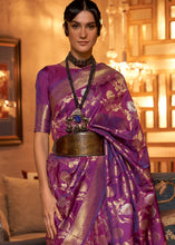 Load image into Gallery viewer, Royal Purple Woven Banarasi Silk Saree with Tassels on Pallu
