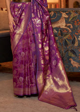 Load image into Gallery viewer, Royal Purple Woven Banarasi Silk Saree with Tassels on Pallu