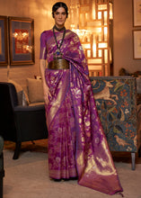 Load image into Gallery viewer, Royal Purple Woven Banarasi Silk Saree with Tassels on Pallu
