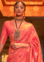 Load image into Gallery viewer, Brink Pink Woven Banarasi Silk Saree with Tassels on Pallu