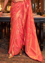Load image into Gallery viewer, Brink Pink Woven Banarasi Silk Saree with Tassels on Pallu