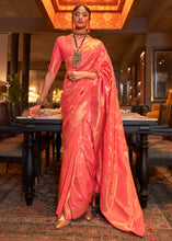 Load image into Gallery viewer, Brink Pink Woven Banarasi Silk Saree with Tassels on Pallu
