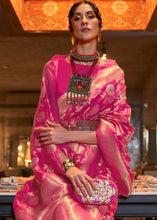 Load image into Gallery viewer, Hot Pink Woven Banarasi Silk Saree with Tassels on Pallu