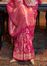 Load image into Gallery viewer, Hot Pink Woven Banarasi Silk Saree with Tassels on Pallu