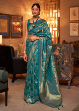 Load image into Gallery viewer, Sapphire Blue Woven Banarasi Silk Saree with Tassels on Pallu