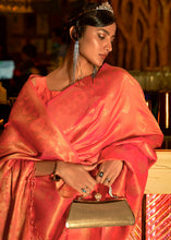 Load image into Gallery viewer, Soda Orange Handloom Woven Banarasi Silk Saree