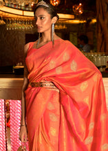 Load image into Gallery viewer, Soda Orange Handloom Woven Banarasi Silk Saree