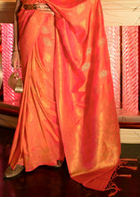 Load image into Gallery viewer, Soda Orange Handloom Woven Banarasi Silk Saree
