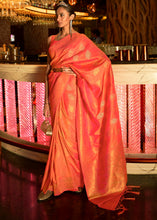 Load image into Gallery viewer, Soda Orange Handloom Woven Banarasi Silk Saree