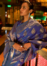 Load image into Gallery viewer, Lapis Blue Handloom Woven Banarasi Silk Saree