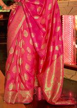 Load image into Gallery viewer, Bright Pink Handloom Woven Banarasi Silk Saree