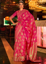 Load image into Gallery viewer, Bright Pink Handloom Woven Banarasi Silk Saree